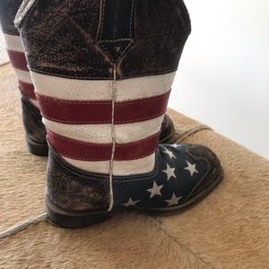 Little Kids cowboy leather boots SIZE 13 USA flag